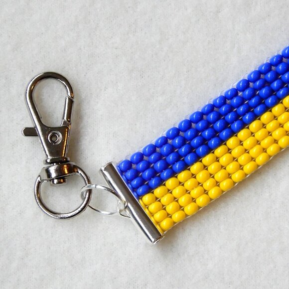 Ukraine Ukrainian flag bead keychain, handmade, 30% to charity! - Picture 2 of 3